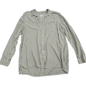 J. Jill Casual Shirt Women Large Tall‎ Multicolor Striped 100% Rayon Button Down